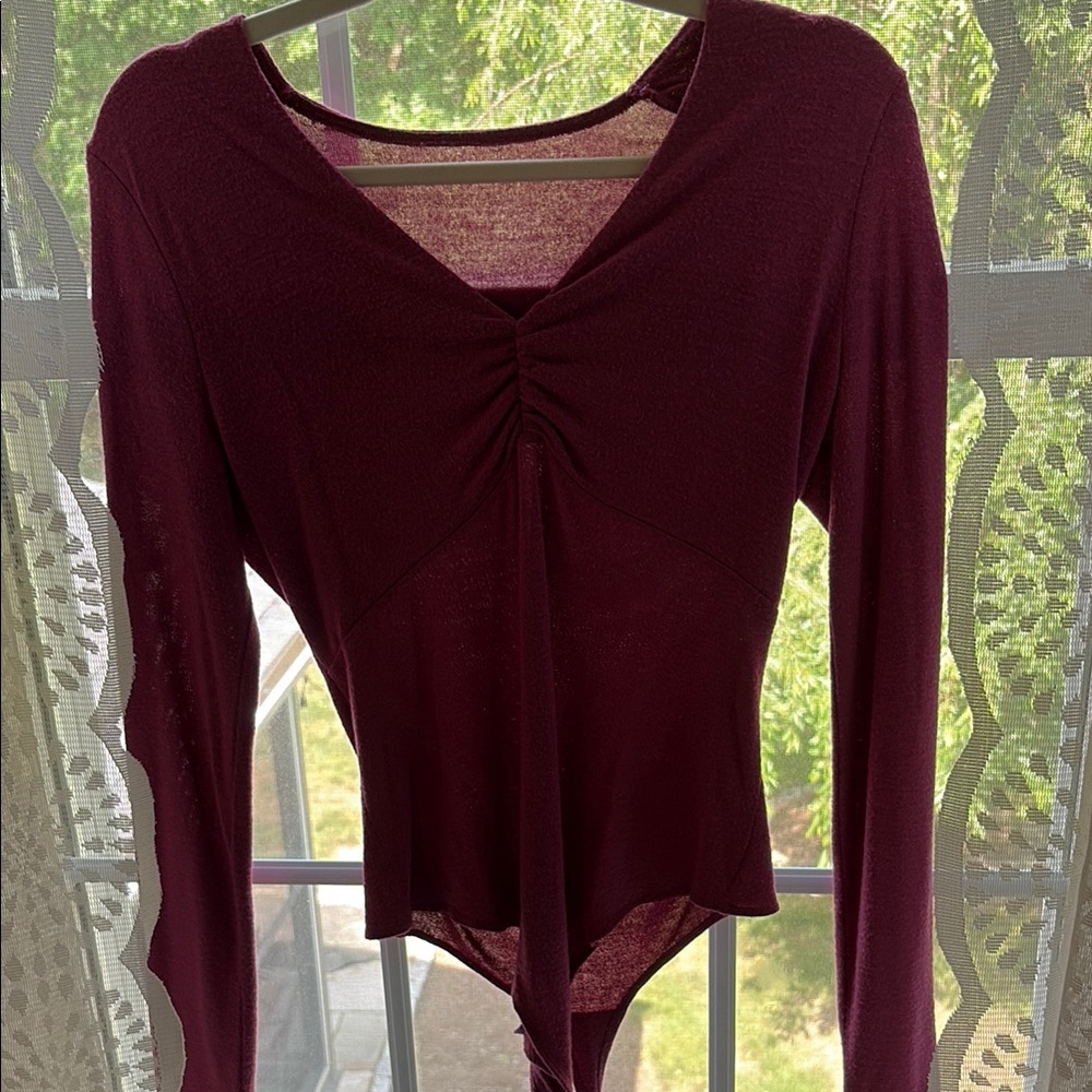 Abercrombie & Fitch Red Ruched Fitted Bodysuit
